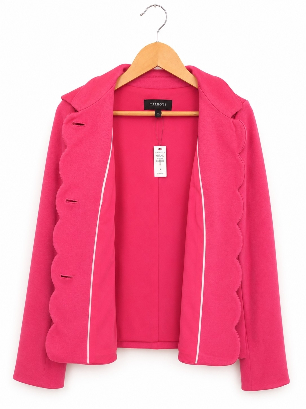 NWT Talbots Pink Scallop Front Blazer Jacket Size 8 - Picture 3 of 9